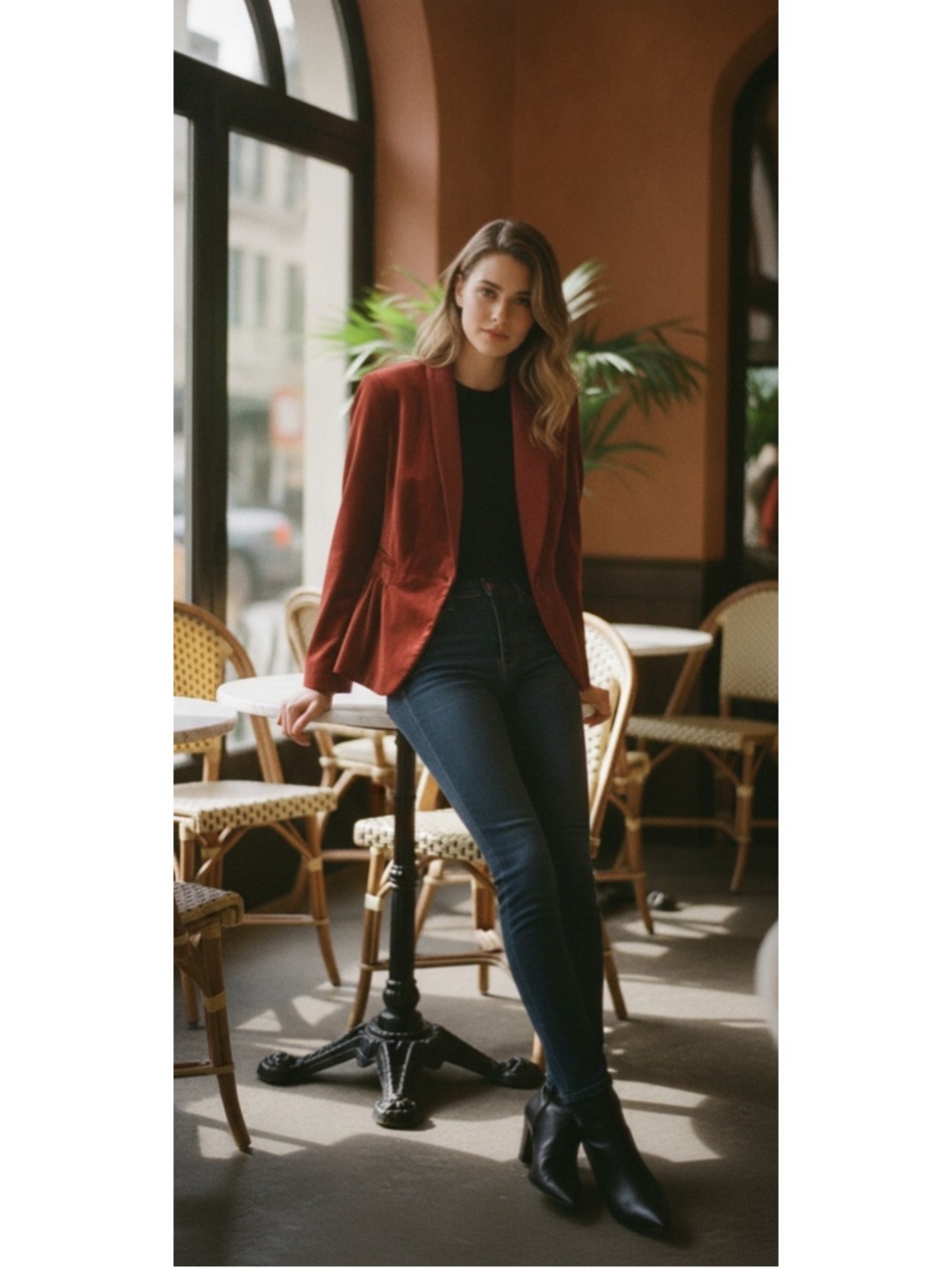 Jessica Red Velvet Blazer Jacket size 12
